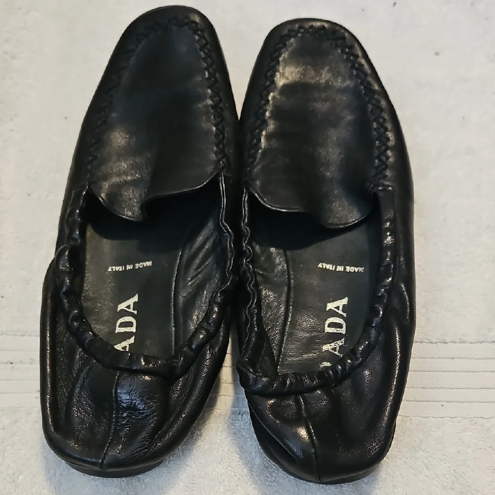 Prada Black Leather Slip-On Loafers - Picture 3 of 8